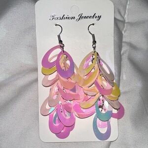 Fashion Jewelry Iridescent Pink & Pastel Teardrop Dangle Earrings